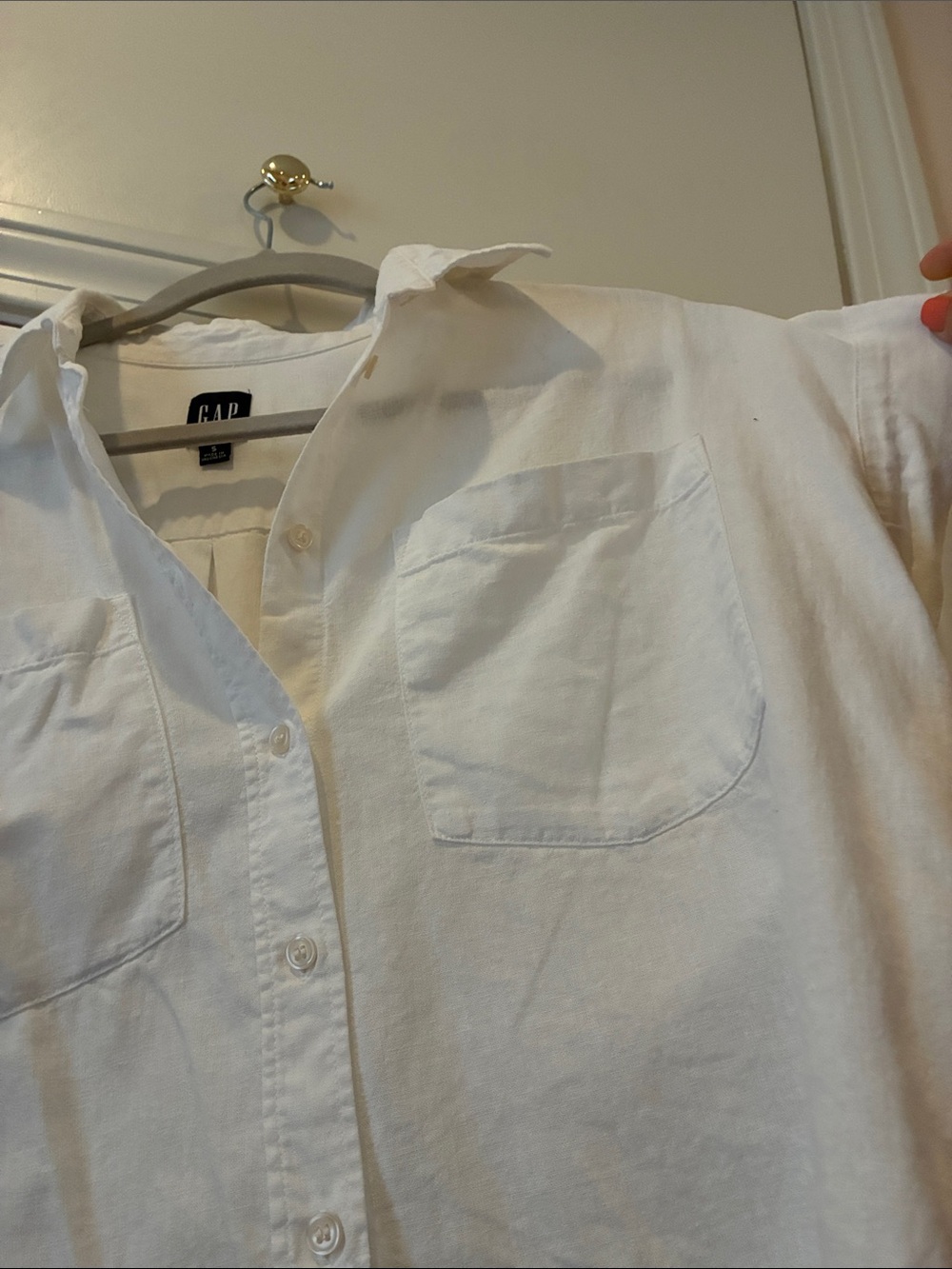 GAP White Short-Sleeve Boxy Button-Down Shirt - Picture 4 of 5